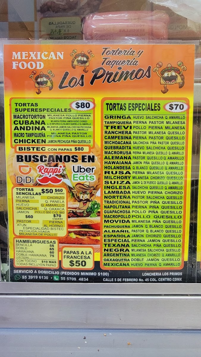 Tortería y Taquería Los Primos Menu - Image 1